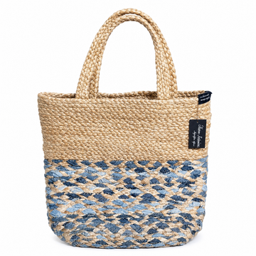 Denim & Jute Braided Tote Bag