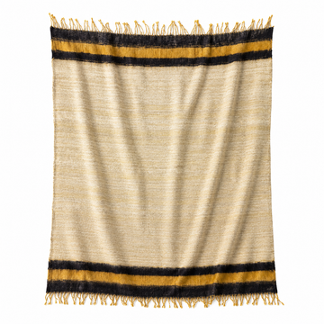 Oat & Ochre Stripe Fringe Throw