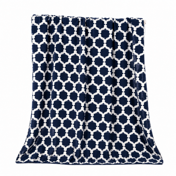 Navy Moroccan Lattice Fleece Throw