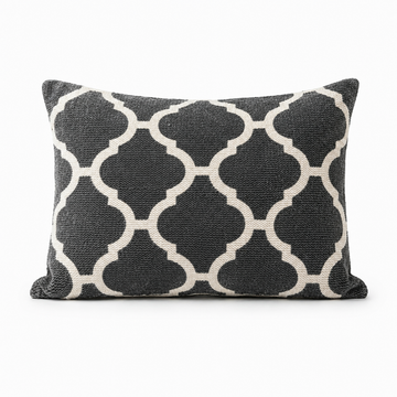Charcoal Moroccan Trellis Knit Lumbar Cushion