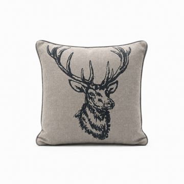 Highland Stag Linen Print Cushion