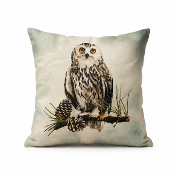 Snowy Owl Watercolour Print Cushion