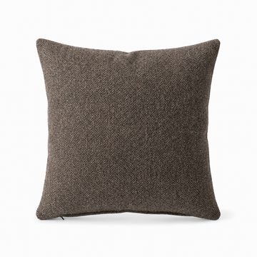 Herringbone Wool Cushion — Mocha Brown