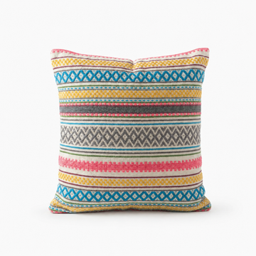 Multicolour Boho Stripe Woven Cushion