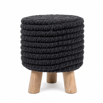 Charcoal Chunky Knit Footstool