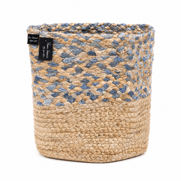 Denim & Natural Braided Storage Basket