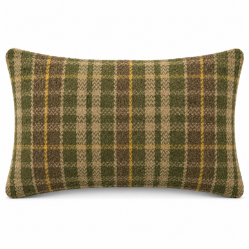Olive & Mustard Plaid Wool-Effect Cushion