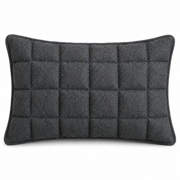 Charcoal Square-Quilted Wool-Effect Cushion