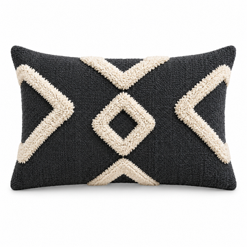 Charcoal Tufted Diamond Boho Bolster Cushion