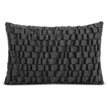 Charcoal Woven Felt-Strip Bolster Cushion
