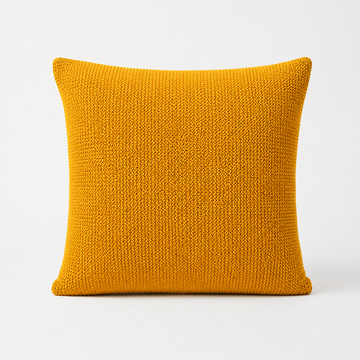 Mustard Plain Seed-Stitch Knit Cushion