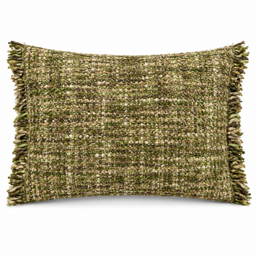 Sage Green Boucle Fringe Bolster Cushion