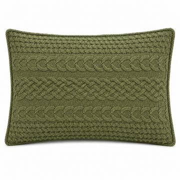 Olive Green Cable Knit Bolster Cushion