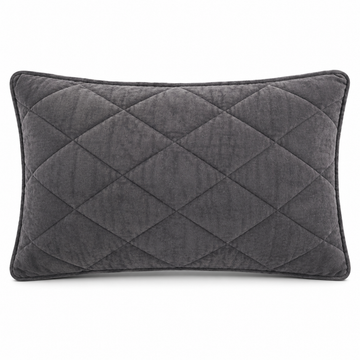 Charcoal Diamond Quilted Velvet Cushion