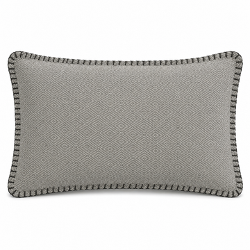 Grey Diamond Weave Blanket-Stitch Cushion
