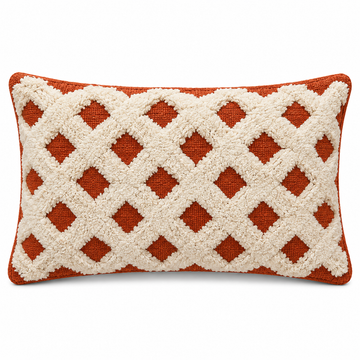 Terracotta & Cream Tufted Diamond Lattice Cushion