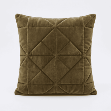 Olive Velvet Star-Quilted Cushion