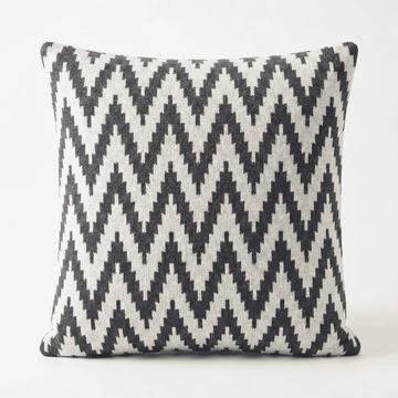 Grey & Cream Ikat Zigzag Cushion