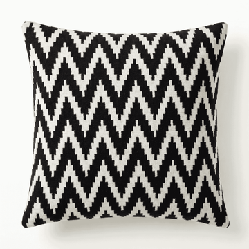 Black & Cream Ikat Zigzag Cushion