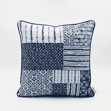 Indigo Patchwork Shibori Cushion