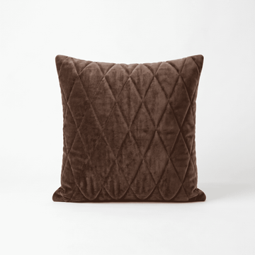 Mocha Diamond Quilted Velvet Cushion