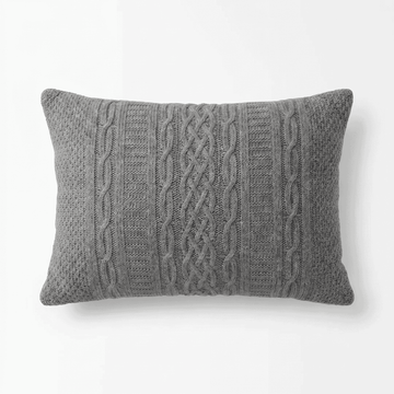 Grey Multi-Stitch Cable Knit Cushion