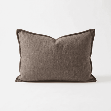 Chocolate Wool-Blend Diamond Weave Cushion