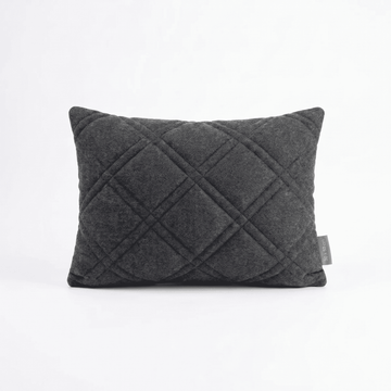Charcoal Wool-Effect Diamond Quilted Cushion