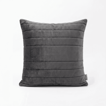 Charcoal Velvet Channel Quilted Cushion